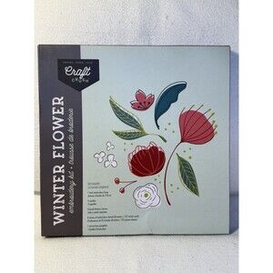 Craft Crush Winter Flower Embroidery Kit Hoop Needles Thread Canvas Flowers
